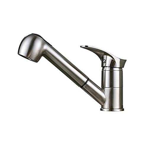 ZSJSM -Taps Duschköpfe 2 Funktionen Küchenspüle Wasserhahn zeitgenössischer Eingriff Messing ausziehen Küchenarmatur mit Pulldown -Sprühgerät/Schwarz mit Punkt (gebürstetem Nickel) von ZSJSM