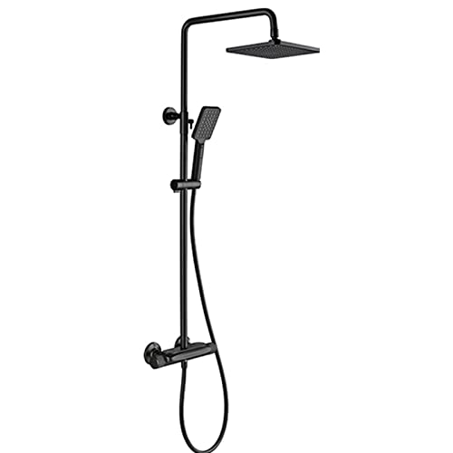 ZSJSM Thermostatisches Duschsystem mit Wasserfallwanne Ausstrich, Bad 3-Funktion Duschhahn, Wandmontage Duschkit mit Regenduschkopf und 3-setzender Handspray (a) von ZSJSM