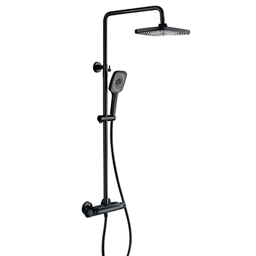ZSJSM Thermostatisches Duschsystem mit Wasserfallwanne Ausstrich, Badezimmer 3-Funktion Duscharmatur, Wandmontage Duschkit mit Regenduschkopf und 3-setzendes Handspray (C) von ZSJSM