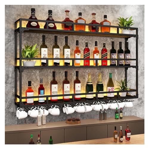 ZSJSM Wandmontierte Weinflaschenhalter mit LED Light Metal Display -Regal für Home & Bar Stylish Weinspeicherschrank für Esszimmer und Küchendekoration von ZSJSM