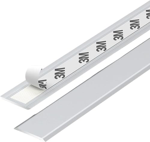 ZSLBGUYIAD Flacher Übergangsstreifen mit Selbstklebender Rückseite, breiter Aluminium-Schwellenstreifen, wasserdicht und rostfrei (hellgrau) (Silber) von ZSLBGUYIAD