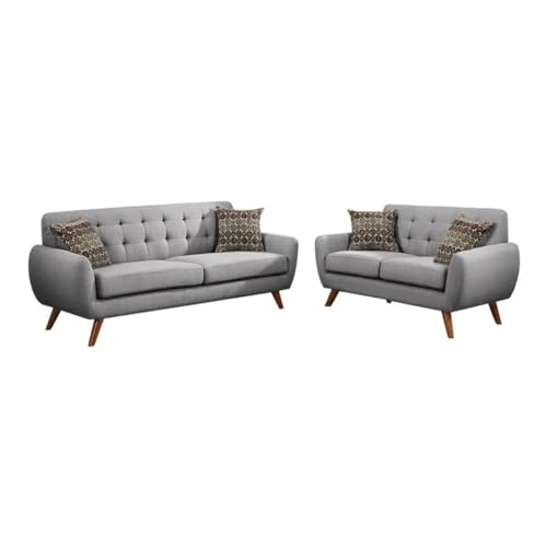 ZSLKDL 2-teiliges Sofa-Set aus Polyfaser mit Kissen-Sitzen, Grau ZSLKDL 2-teiliges Sofa-Set aus Polyfaser mit Kissen-Sitzen, Grau von ZSLKDL