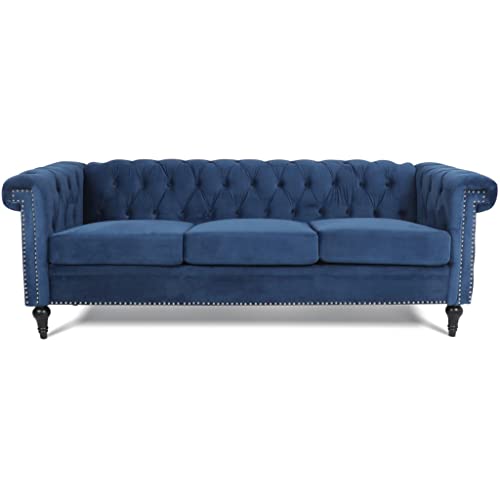ZSLKDL 210 cm breit, traditionelles quadratisches Armlehnen, abnehmbares Kissen, 3-Sitzer-Sofa von ZSLKDL