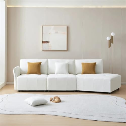 ZSLKDL 308 cm Stoffsofa, modulare Sektionalcouch, getuftetes Sitzkissen für Wohnzimmer, Wohnung und Büro (Beige) von ZSLKDL