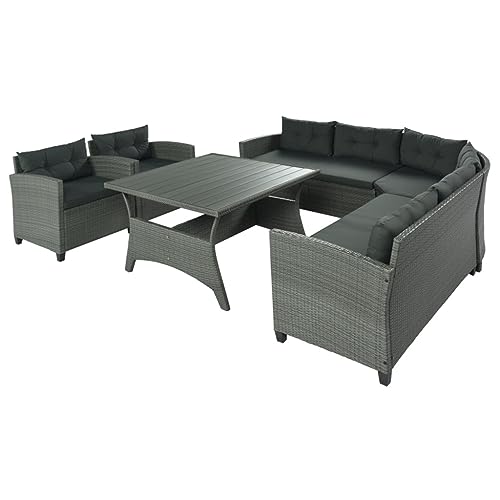 ZSLKDL 6-teiliges Rattan-Sofa-Set für den Außenbereich, Rattan-Essgruppe, Sektionalsofa mit dicken Kissen und Kissen ZSLKDL 6-teiliges Rattan-Sofa-Set für den Außenbereich, Rattan-Essgruppe, Sektionalsofa mit dicken Kissen und Kissen von ZSLKDL