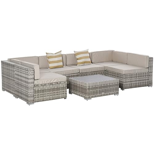 ZSLKDL Beige 7-teiliges Rattan-Gesprächsmöbel-Set für den Außenbereich, Korbgeflecht, Terrassen-Sofa-Set ZSLKDL Beige 7-teiliges Rattan-Gesprächsmöbel-Set für den Außenbereich, Korbgeflecht, Terrassen-Sofa-Set von ZSLKDL