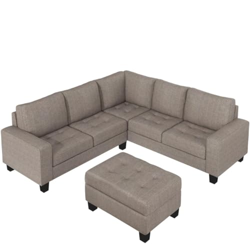 ZSLKDL Ecksofa, L-Form, platzsparend, mit Stauraum, Ottomane und Getränkehaltern, Design für großen Raum, Wohnheim, Wohnung von ZSLKDL