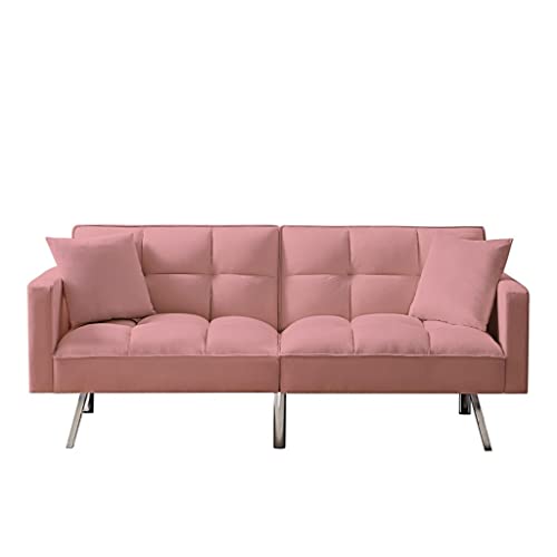 ZSLKDL Futon Schlafsofa mit 5 goldenen Metallbeinen, Schlafsofa Couch mit zwei Kissen, Loveseat Sofa für Wohnzimmer und Schlafzimmer ZSLKDL Futon Schlafsofa mit 5 goldenen Metallbeinen, Schlafsofa Couch mit zwei Kissen, Loveseat Sofa für Wohnzimmer und Schlafzimmer von ZSLKDL