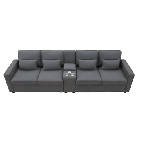 ZSLKDL Gepolstertes Sofa mit verstaubarem Couchtisch und 2 Becherhaltern, 2 Anschlüssen, Leinen-Stoffsofas, 290 cm ZSLKDL Gepolstertes Sofa mit verstaubarem Couchtisch und 2 Becherhaltern, 2 Anschlüssen, Leinen-Stoffsofas, 290 cm von ZSLKDL