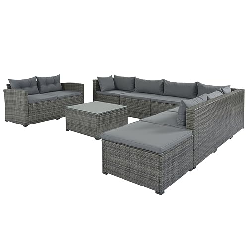 ZSLKDL Graues 9-teiliges Rattan-Sofa-Set für den Außenbereich, Terrasse, großes Rattan-Sofa-Set für Garten, Hinterhof, Veranda und Pool ZSLKDL Graues 9-teiliges Rattan-Sofa-Set für den Außenbereich, Terrasse, großes Rattan-Sofa-Set für Garten, Hinterhof, Veranda und Pool von ZSLKDL