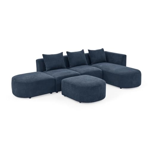 ZSLKDL L-förmiges Sektionalsofa, modulares Sofa mit Chaise auf der rechten Seite und Ottomane, bequeme Schlaufengarnstoff-Couch von ZSLKDL