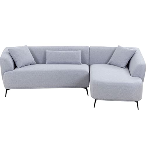 ZSLKDL L-förmiges Sektionalsofa mit Chaise, Metallbeine, Hellgrau von ZSLKDL
