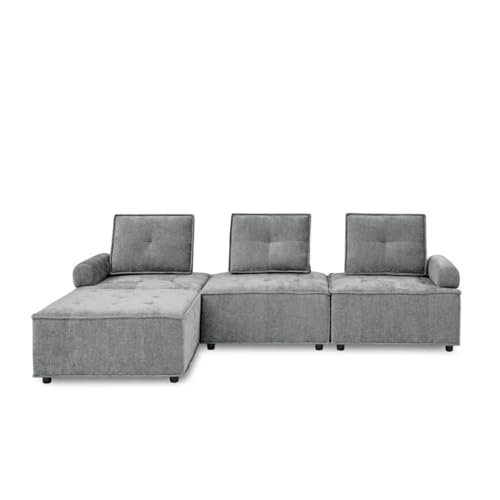ZSLKDL L-förmiges modulares Sektionalsofa, bequemes Wohnzimmer-Sofa mit stabilem Massivholzrahmen und weichem Chenille, Grau ZSLKDL L-förmiges modulares Sektionalsofa, bequemes Wohnzimmer-Sofa mit stabilem Massivholzrahmen und weichem Chenille, Grau von ZSLKDL