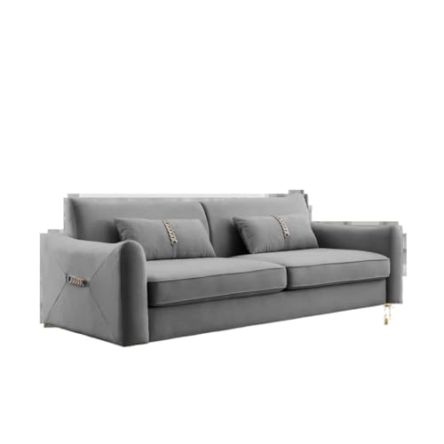 ZSLKDL Lange Samt-Couch, 203 cm, graue, getuftete Rückenlehne, bequem, gepolstert, goldene Beine, für Wohnzimmer, Schlafzimmer, Büro ZSLKDL Lange Samt-Couch, 203 cm, graue, getuftete Rückenlehne, bequem, gepolstert, goldene Beine, für Wohnzimmer, Schlafzimmer, Büro von ZSLKDL