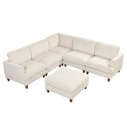 ZSLKDL Modulares Sektional-Sofa aus Cordstoff, L-förmiges Sofa mit Ottomanen-Eckbereich, geräumiger Platz von ZSLKDL