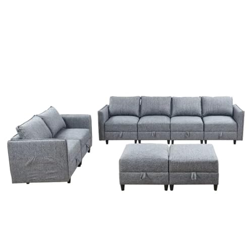 ZSLKDL Modulares Sektionalsofa, L-förmig, umwandelbare Couch mit wendbarem Chaiselastauraum, Sitz, mit Ottomanen, Stoff, Grau von ZSLKDL