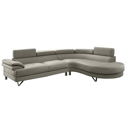 ZSLKDL Sektionalsofa, 2-teiliges Set, graues Kunstleder mit hochklappbarer Kopfstütze für Wohnzimmer, bequem, großes Sofa, Freizeit, weiche Couch von ZSLKDL