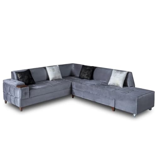 ZSLKDL Sektionalsofa Chaise Grau Stoff Holzkissen Couch getuftet Sitzkissen Wasserdichter Stoff ZSLKDL Sektionalsofa Chaise Grau Stoff Holzkissen Couch getuftet Sitzkissen Wasserdichter Stoff von ZSLKDL