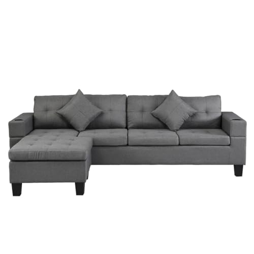 ZSLKDL Sektionalsofa-Set für Wohnzimmer mit L-förmiger Chaiselongue, Getränkehalter und linker oder rechter Chaiselongue, 4-Sitzer von ZSLKDL