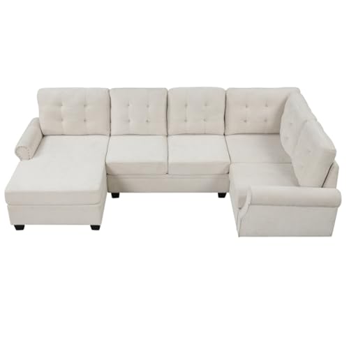 ZSLKDL U-förmiges Ecksofa, 304,8 cm, gepolstert, Leinenstoff, Sofa, Couch von ZSLKDL