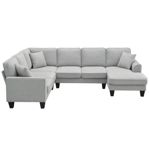 ZSLKDL U-förmiges Sektionalsofa, 7-Sitzer, Stoff-Sofa-Set mit 3 Kissen, 274,3 x 217,2 cm, für Wohnzimmer, Wohnung, Büro ZSLKDL U-förmiges Sektionalsofa, 7-Sitzer, Stoff-Sofa-Set mit 3 Kissen, 274,3 x 217,2 cm, für Wohnzimmer, Wohnung, Büro von ZSLKDL