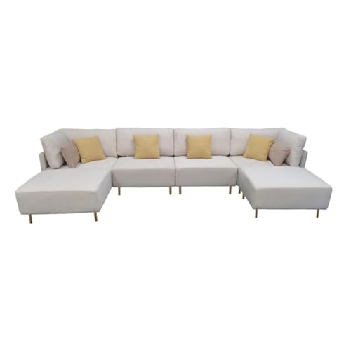 ZSLKDL U-förmiges Sektionalsofa, großes Kombinations-Freizeitsofa, bequemes Wohnzimmer-Sofa, ausgestattet mit Rückenlehnentasche, Beige von ZSLKDL