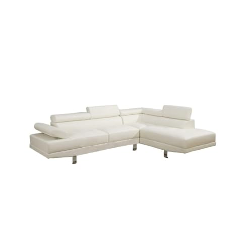 ZSLKDL Weiß-schwarzes Sektionalmöbel aus Kunstleder, verstellbare Kopfstütze, nach rechts gerichtetes Chaiselon und nach links gerichtetes Sofa (D) von ZSLKDL