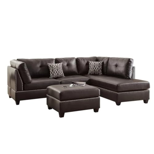 ZSLKDL Wendbares Sofa aus Kunstleder mit Ottomane in Espresso von ZSLKDL