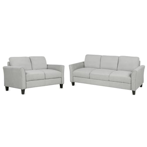 ZSLKDL Wohnzimmermöbel, Loveseat Sofa und 3-Sitzer-Sofa, schwarze Beine (hellgrau) von ZSLKDL