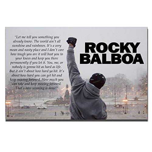 Rocky Balboa Leinwanddrucke Kunst Sprachmotivation Hoffnung Zitat Groß Kunstwerk Boxing Sylvester Stallone Grey Leinwand Poster Wohnzimmer Dekoration Wandkunst, Ungerahmt,40×60cm von ZSLMX