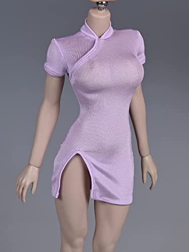 ZSMD 1/6 Scale Female Knitted Stretch Cheongsam Skirt Dress Clothes Fit 12'' Action Figure Body Doll,Purple von ZSMD