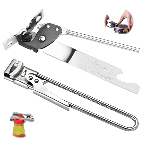 ZSMJAER 2 Stücke Edelstahl-Dosenöffner, Dosenöffner Manuell Can Opener Dosenöffner, Multifunktions Dosenöffner Halt, Einstellbare, Deckelöffner, Sicherheitsdo für Groß und Klein, Jung und Alt von ZSMJAER