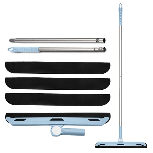 ZSMJAER Floor Mop Broom Window Squeegee, Abzieher Dusche Boden, Duschwasser Abzieher mit 38cm Breiten,3 x Ersatzgummi Ist mit Dazu, Perfekter Bodenabzieher für Die Duschen/Terrasse/Balkon (Blau) von ZSMJAER