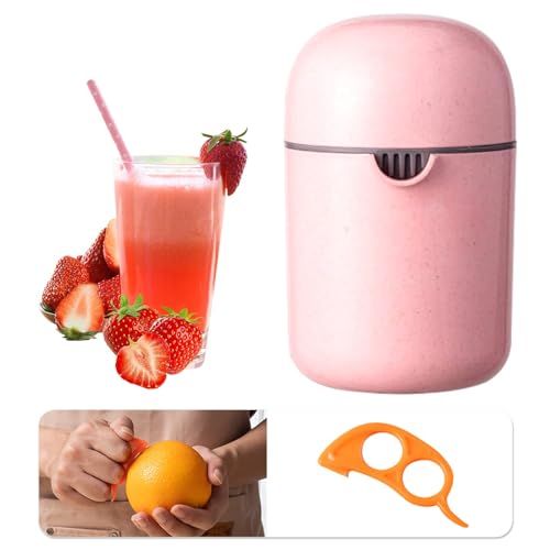 ZSMJAER Zitronenpresse, Saftpresse Manuell, Entsafter Manuell, Juicer Manual, mit zwei Pressmöglichkeiten, Zitronenpresse Manuell, Zitronenpresse mit Becher, für Verschiedene Früchte (Rosa) von ZSMJAER