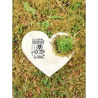 Bepflanztes Herz Aus Beton Mit Schriftzug Grabschmuck Trauer Grabgesteck Grabherz von ZSOBDeko