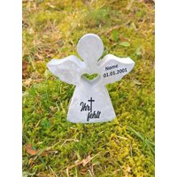 Personalisierter Engel Aus Beton Mit Schriftzug Grabschmuck Trauer Gedenken Vermissen Gedenkstein Erinnerung von ZSOBDeko