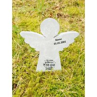 Personalisierter Engel Aus Beton Mit Schriftzug Grabschmuck Trauer Gedenken Vermissen Gedenkstein Erinnerung von ZSOBDeko