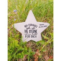 Personalisierter Stern Aus Beton Mit Schriftzug Grabschmuck Trauer Gedenken Vermissen Gedenkstein Erinnerung von ZSOBDeko