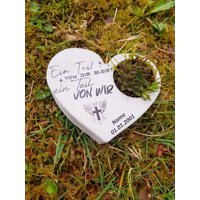 Personalisiertes Bepflanztes Herz Aus Beton Mit Schriftzug Grabschmuck Trauer Grabgesteck Grabherz von ZSOBDeko