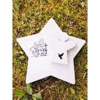 Stern Und Engel Aus Beton Mit Schriftzug Grabschmuck Trauer Grabgesteck Grabstern Gedenkstein Sternenkind von ZSOBDeko