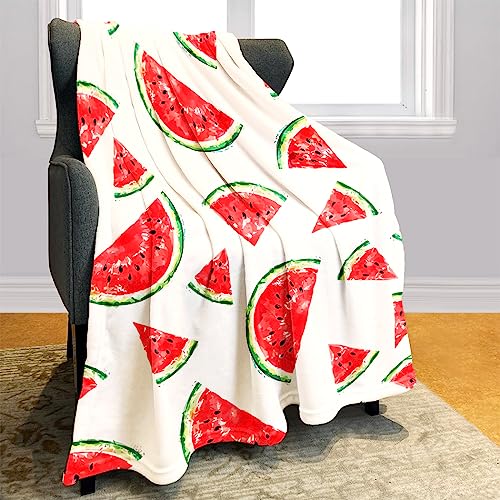 ZSOSIXDEAL Wassermelonen-Decke, Plüsch und gemütlich, niedlich, rote Melone, Fleisch, Überwurf, Geschenke für Jungen und Mädchen, 127 x 152 cm von ZSOSIXDEAL