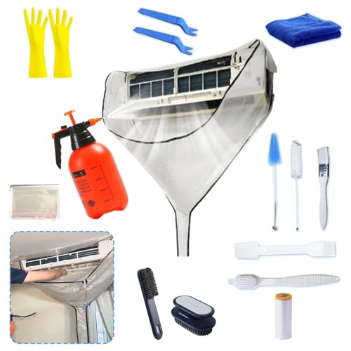 ZSPLIT-MAIR All-In-One Mini-Split-Reinigungsset mit Drucksprüher – wiederverwendbarer, auslaufsicherer Mini-Split-Reinigungsbeutel, 16-teiliges Wartungswerkzeug(16-teilig,weiß) von ZSPLIT-MAIR