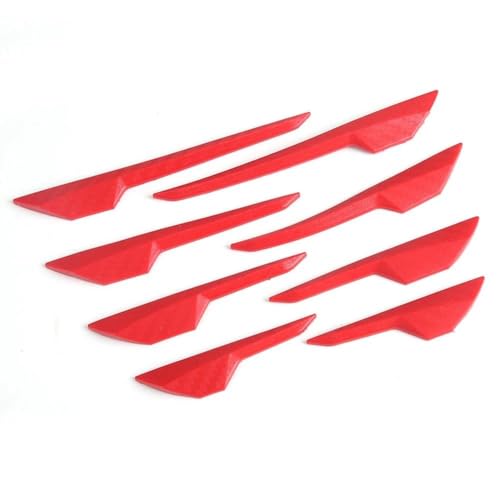 ZSQWRFRG 8Pcs Auto Spoiler Front Stoßstange Fin Splitter Anti-Kollision Carbon Look Gummi Protector Guards Dekoration Auto Frontstoßflosse Spoiler Canards(Rot) von ZSQWRFRG