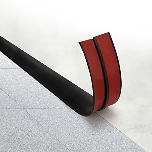 Übergangsprofil Übergangsleiste Selbstklebend Abdeckleiste Bodenleiste Bodenprofil für Innenbereich PVC Flexibel Flach (Schwarz 5x200cm) von ZSRedHong