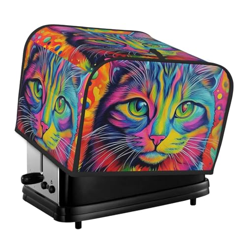 Bunte Katzentoaster-Abdeckung, passend für 4-Scheiben-Toaster, Anti-Sputter-Brotabdeckung, waschbar, Staubschutz von ZSUUGJ