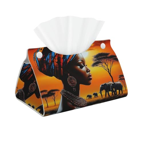 Lange Taschentuchbox-Abdeckung, afrikanische Frau, Leder, Taschentuchbox-Halter für Badezimmer, Salons, Büro, Schlafzimmer Lange Taschentuchbox-Abdeckung, afrikanische Frau, Leder, Taschentuchbox-Halter für Badezimmer, Salons, Büro, Schlafzimmer von ZSUUGJ