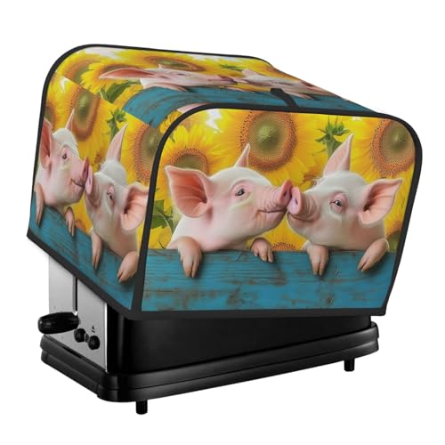 Pink Pig Toaster-Abdeckung, Brotmaschinen-Abdeckung, passend für 4-Scheiben-Toaster, Anti-Sputter-Brotabdeckung, waschbar, Staubschutz von ZSUUGJ