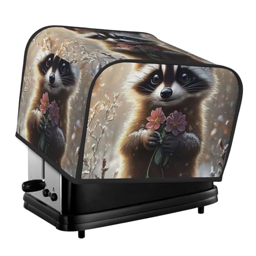 Waschbär-Toaster-Abdeckung, passend für 4-Scheiben-Toaster, Anti-Sputter-Brotabdeckung, waschbar, Staubschutz von ZSUUGJ