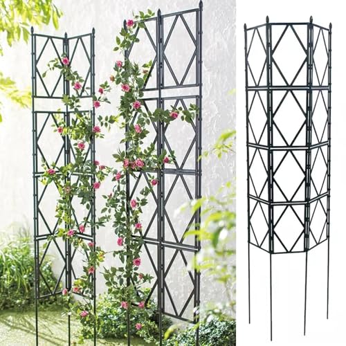 Rose Rankgitter Metall 3er Set, Faltbares Design Hoch 220cm Rankhilfe Pergola für Rasen/Hinterhof/Terrasse Kletterrosenpflanzen Garten Decoration,Green-180 * 60cm(71 * 24in) von ZSVYMK