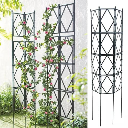 Rose Rankgitter Metall 3er Set, Faltbares Design Hoch 220cm Rankhilfe Pergola für Rasen/Hinterhof/Terrasse Kletterrosenpflanzen Garten Decoration,White-220 * 60cm(87 * 24in) von ZSVYMK